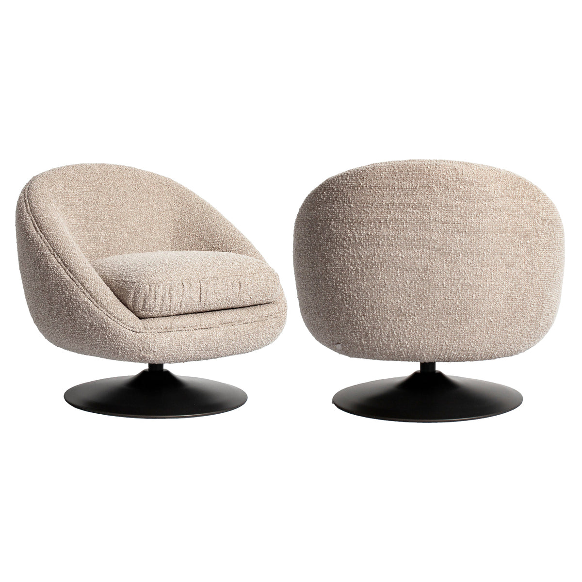 Lounge chair Nodo natural chunky swivel | Silk & Wood Interi