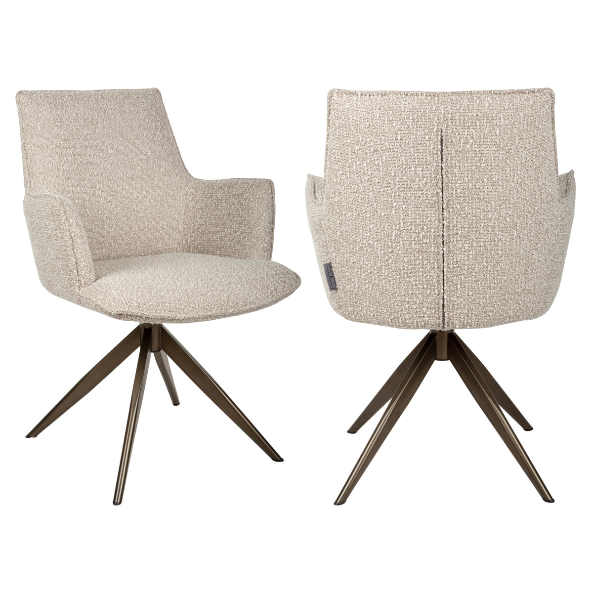 Dining chair Dakota natural chunky swivel with arm | Silk & 
