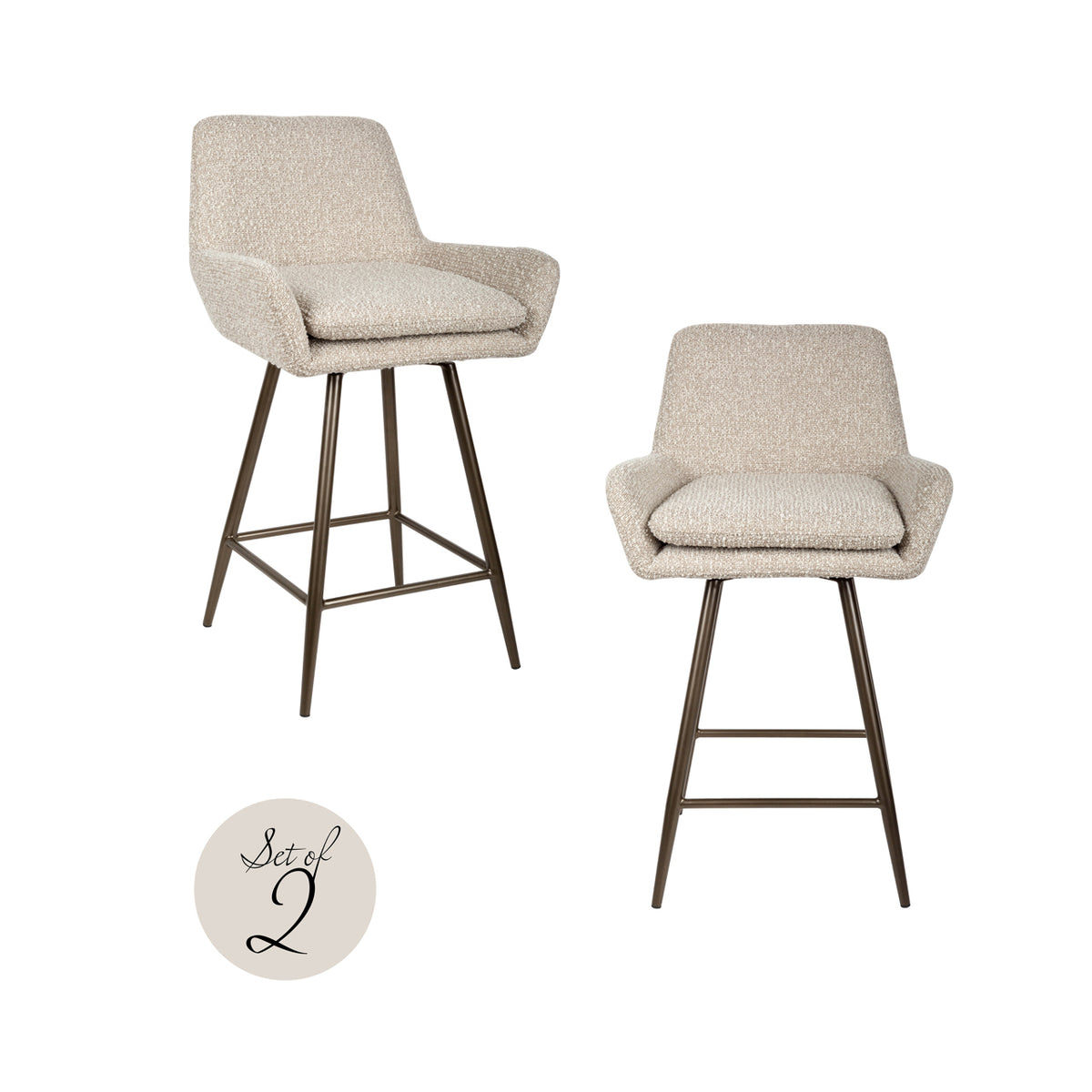 Counter stool Linsey natural chunky (Set of 2) | Silk & Wood