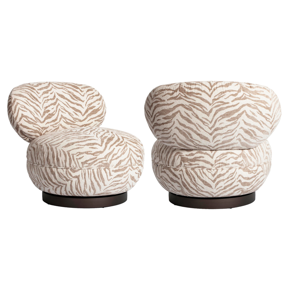 Lounge chair Jace beige tiger swivel | Silk & Wood Interiors