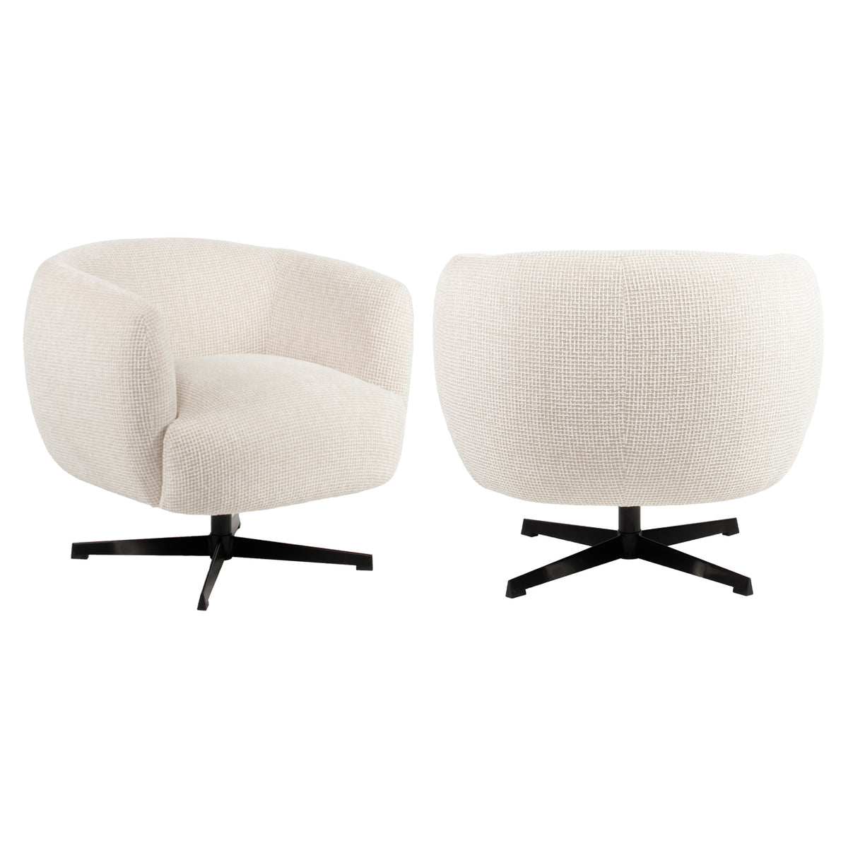 Lounge chair Estelle beige blockweave swivel | Silk & Wood I