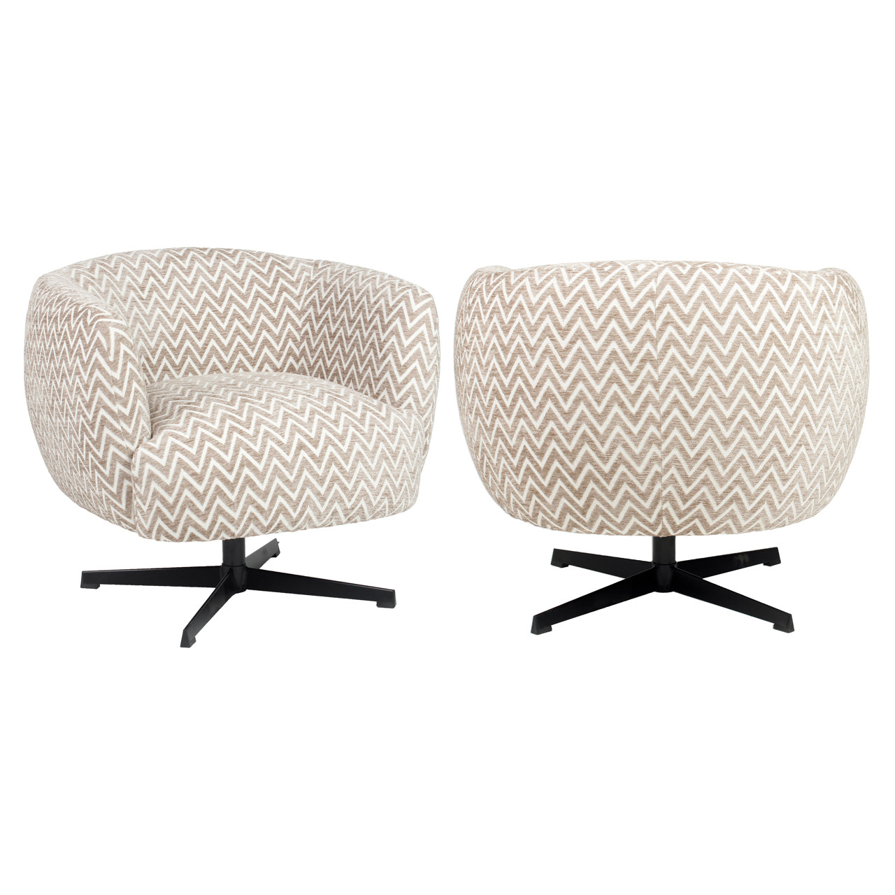 Lounge chair Estelle sand chevron swivel