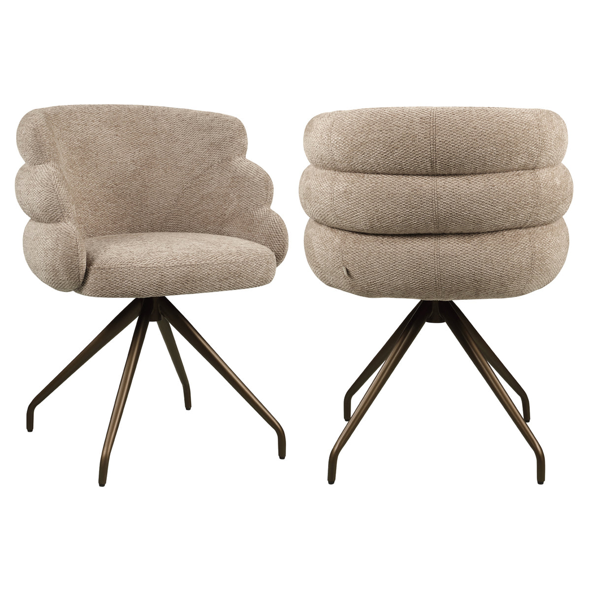 Dining chair Kayla mocca boldweave swivel | Silk & Wood Inte