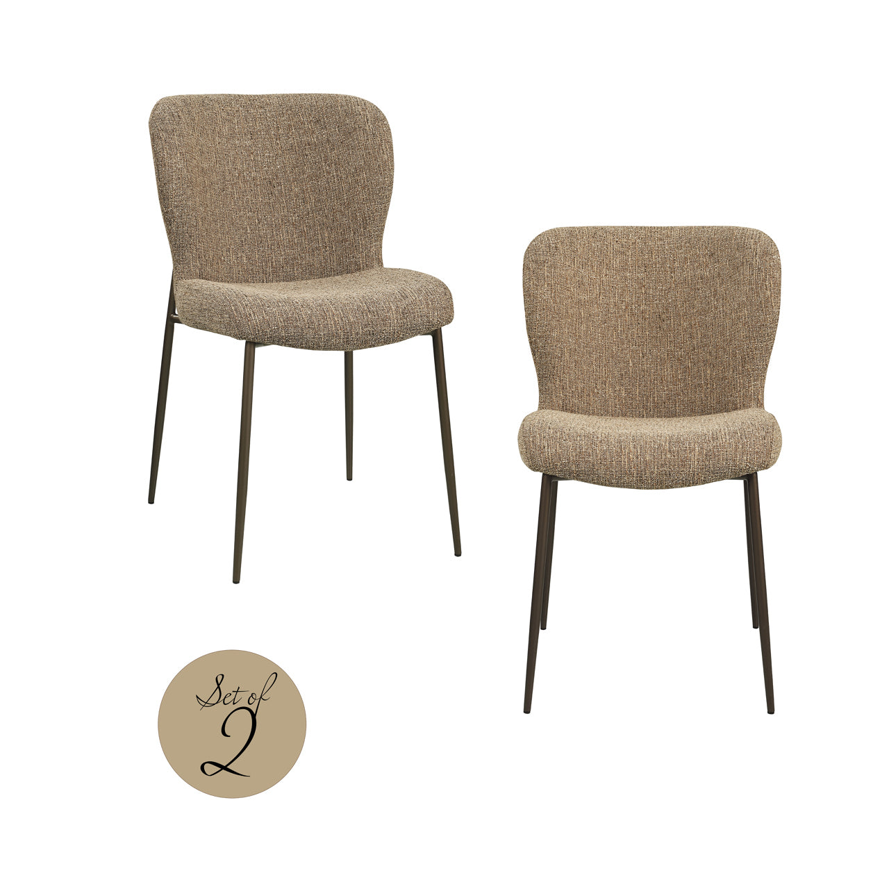 Dining chair Odarby brown tweed fire retardant (Set of 2)