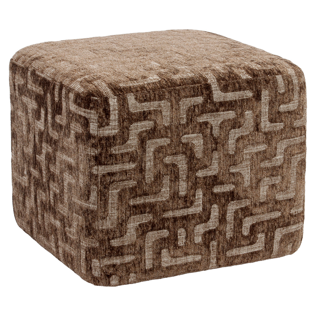 Pouffe & Footstool Ciela brown labyrinth | Silk & Wood Inter