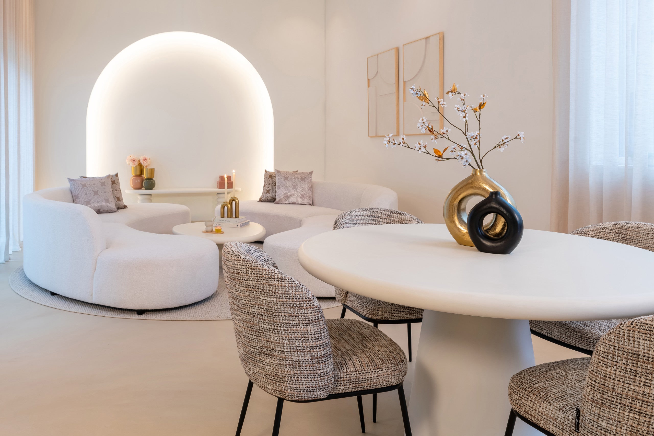 Dining chair Elvi mocca chunky fire retardant (Set of 2)