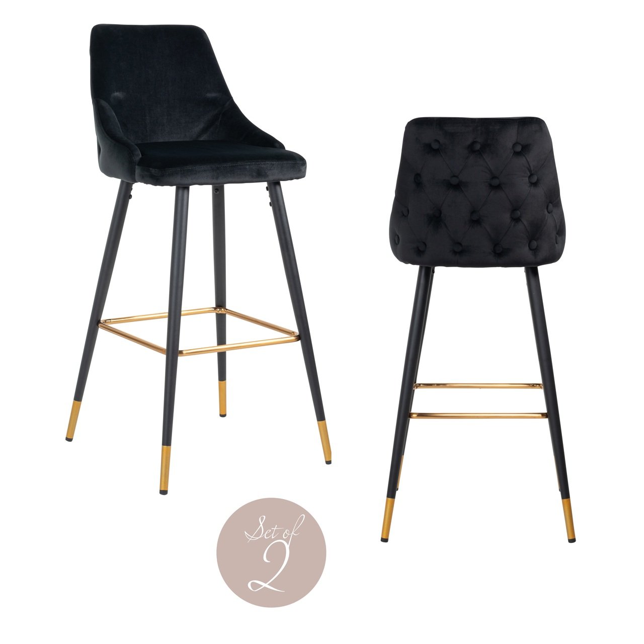 Bar stool Imani black velvet