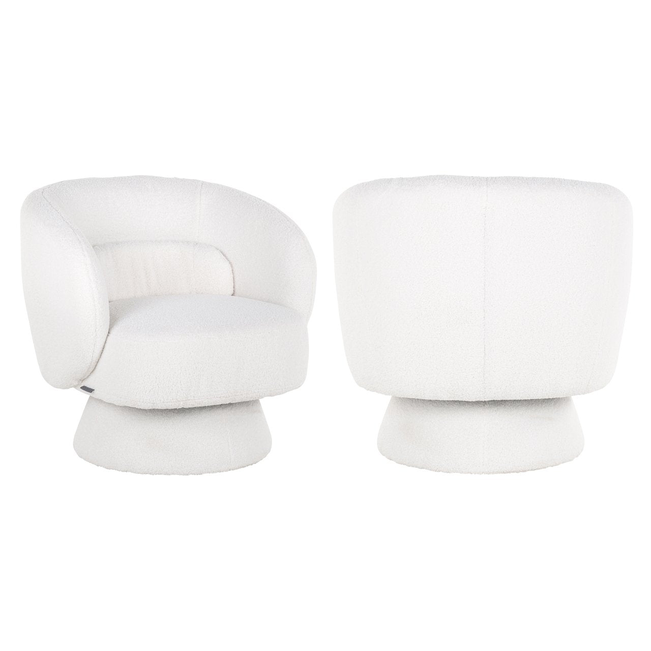 Swivel lounge chair Senna white furry