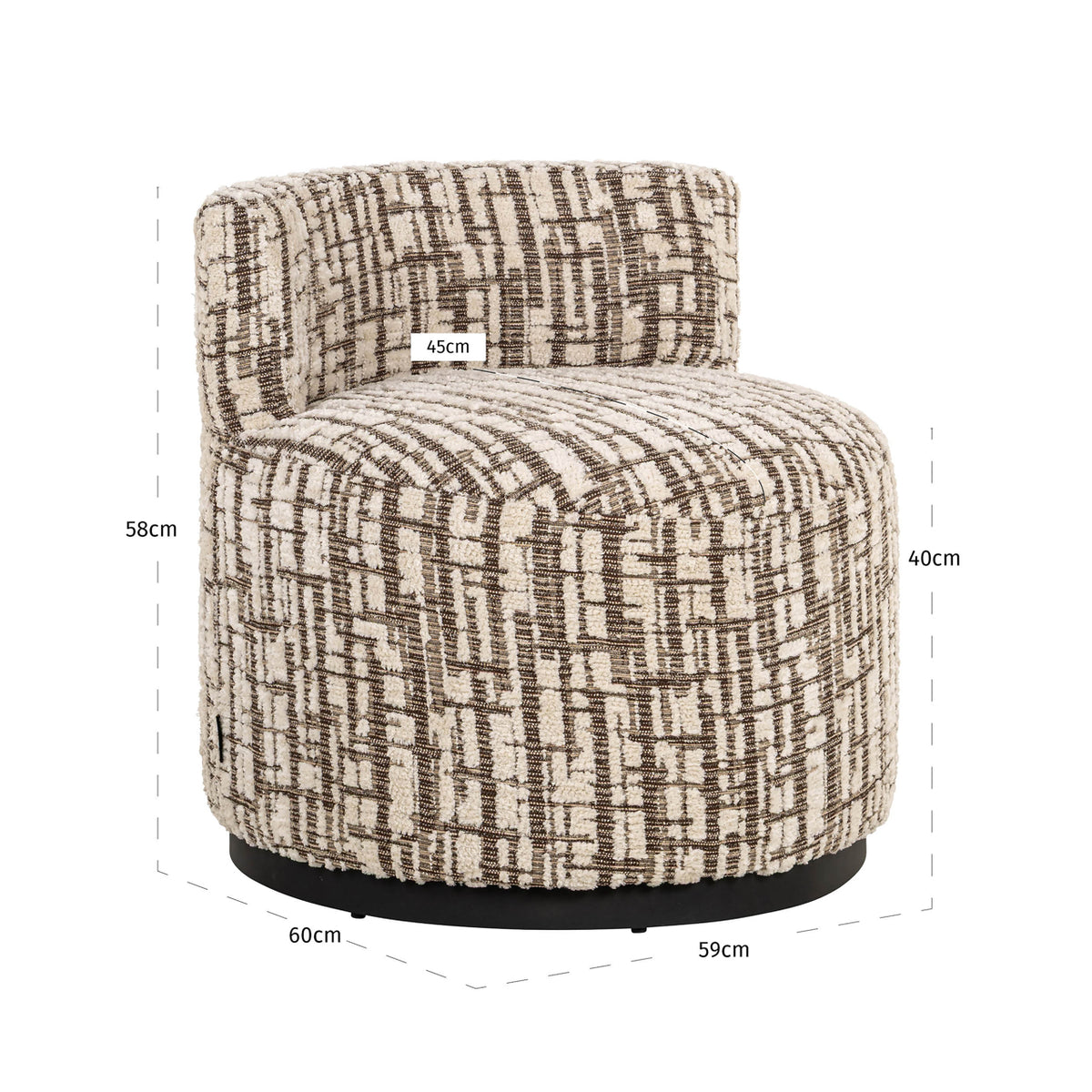 Lounge chair Franny brown labyrinth | Silk & Wood Interiors