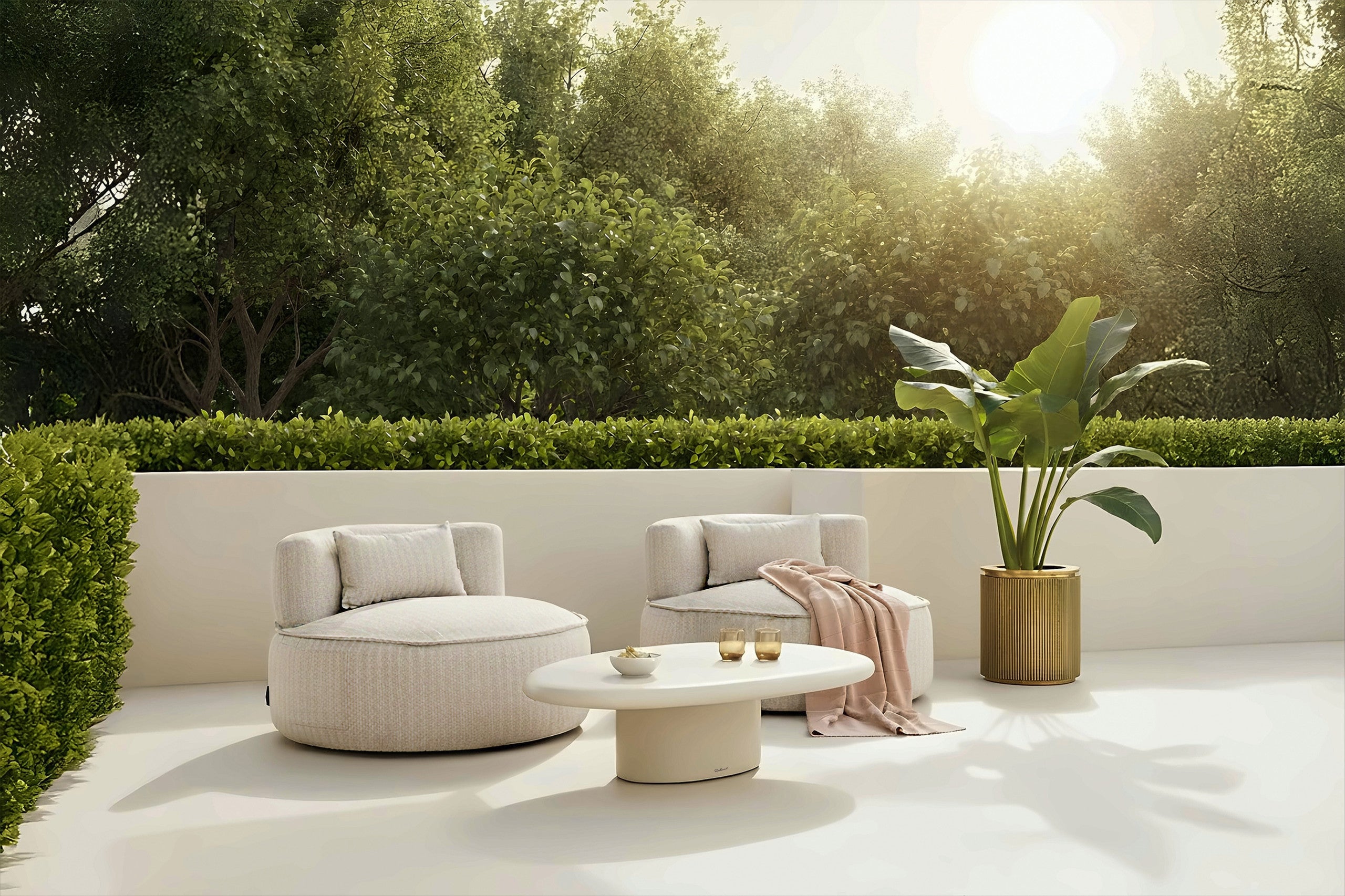 Outdoor lounge chair Nammos beige swivel